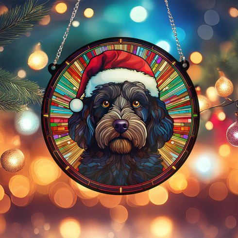 Cockapoo Black Christmas Suncatcher